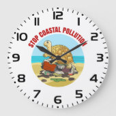 Stop Kustvervuiling Zee Schildpad Milieu Grote Klok (Voorkant)