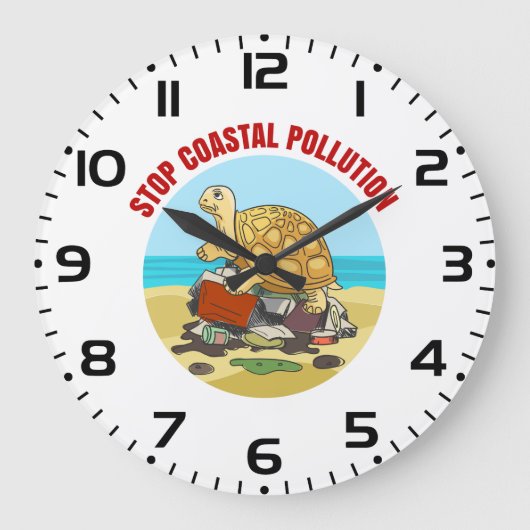 Stop Kustvervuiling Zee Schildpad Milieu Grote Klok (Voorkant)
