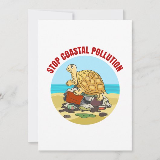 Stop Kustvervuiling Zee Schildpad Milieu Kaart (Voorkant)