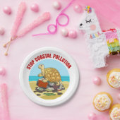Stop Kustvervuiling Zee Schildpad Milieu Papieren Bordje (Feest)