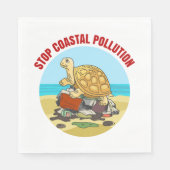 Stop Kustvervuiling Zee Schildpad Milieu Servet (Voorkant)
