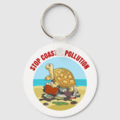 Stop Kustvervuiling Zee Schildpad Milieu Sleutelhanger (Voorkant)