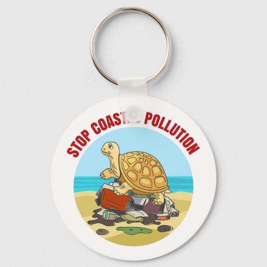 Stop Kustvervuiling Zee Schildpad Milieu Sleutelhanger (Voorkant)