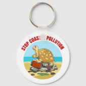 Stop Kustvervuiling Zee Schildpad Milieu Sleutelhanger (Achterkant)