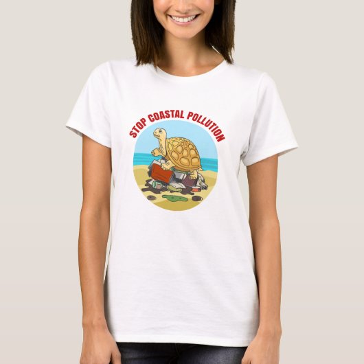 Stop Kustvervuiling Zee Schildpad Milieu T-shirt (Voorkant)