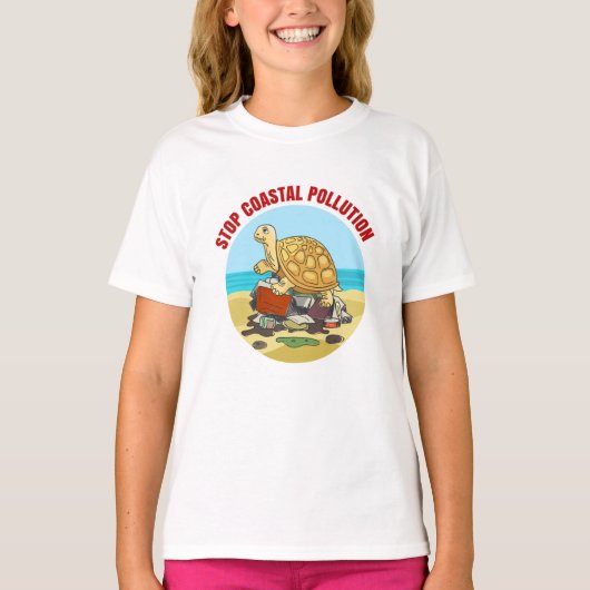Stop Kustvervuiling Zee Schildpad Milieu T-shirt (Voorkant)
