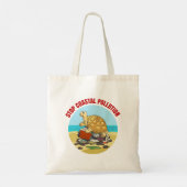 Stop Kustvervuiling Zee Schildpad Milieu Tote Bag (Achterkant)