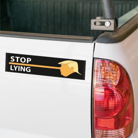 Stop Lying (op zwart) Bumpersticker (Op Truck)