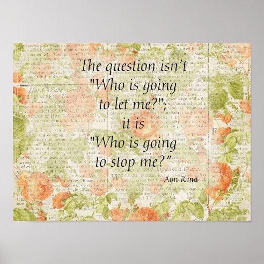 Stop me Citaat Floral Poster (Voorkant)