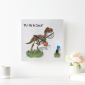 "Stop me in Coach" Dinosaur Art Vierkante Klok (Huis)