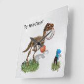 "Stop me in Coach" Dinosaur Art Vierkante Klok (Hoek)