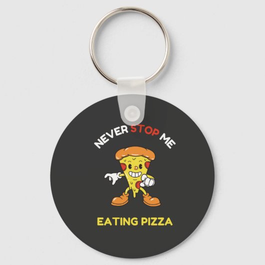Stop me nooit met pizza eten sleutelhanger (Voorkant)