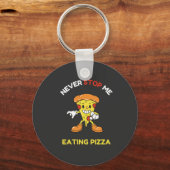Stop me nooit met pizza eten sleutelhanger (Voorkant)
