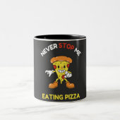 Stop me nooit met pizza eten tweekleurige koffiemok (Center)