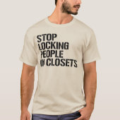 Stop mensen in kasten op te sluiten t-shirt (Voorkant)