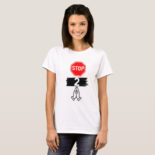 Stop met bidden t-shirt (Voorkant volledig)
