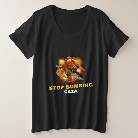 Stop met bombarderen genocide Gaza Grote Maat T-shirt (Design voorkant)