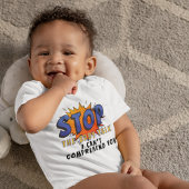 Stop met de babytaal met komische spraakballon romper