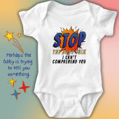 Stop met de babytaal met komische spraakballon romper