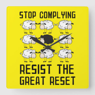 Stop Met De Comply Verzets Grootschalige Reset Ant Vierkante Klok