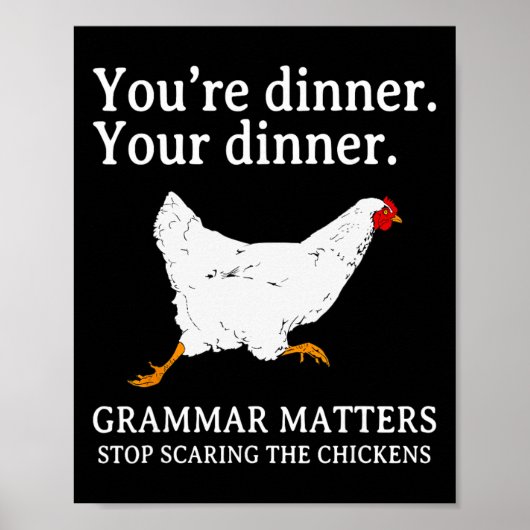 Stop met de kippen bang te maken Engelse grammatic Poster (Voorkant)