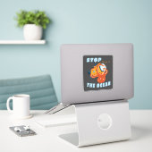 STOP MET DE OCEAAN ONDERZEEËR OCTOPUS STICKER (Laptop op bureau)