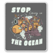 STOP MET DE OCEAAN ONDERZEEËR OCTOPUS STICKER (Voorkant)