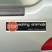 STOP MET DIEREN TE ETEN 3 BUMPERSTICKER (Op auto)