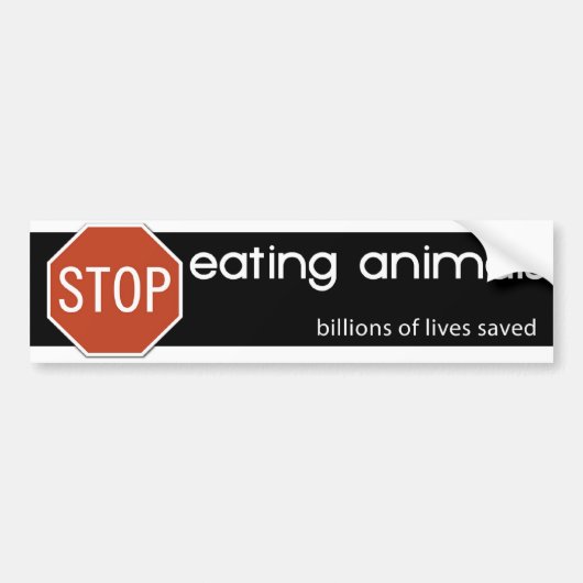 STOP MET DIEREN TE ETEN 3 BUMPERSTICKER (Voorkant)