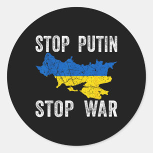 Stop met doden - Stop Rusland - Stop de oorlog in Ronde Sticker