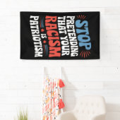 Stop met doen alsof je racisme patriottisme is spandoek (Insitu)