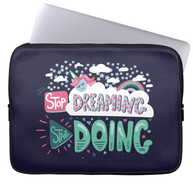 Stop met dromen, begin donkerblauw te doen laptop sleeve (Voorkant)
