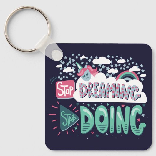 Stop met dromen, begin donkerblauw te doen sleutelhanger (Voorkant)