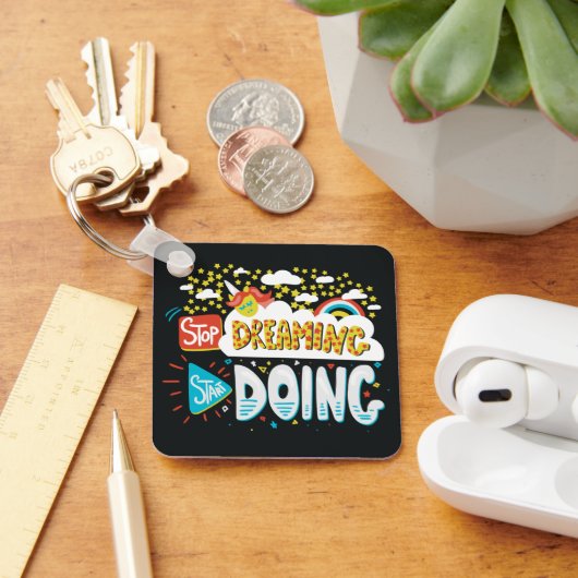 Stop met dromen, begin met black metal sleutelhanger (Bureau)