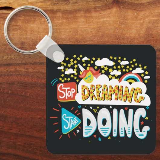 Stop met dromen, begin met black metal sleutelhanger (Voorkant)