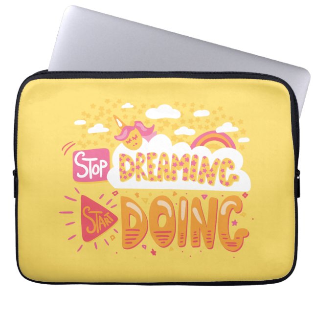 Stop met dromen, begin met Bleek geel doen Laptop Sleeve (Voorkant)