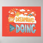 Stop met dromen, begin met donker koraal poster (Voorkant)