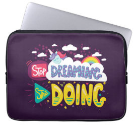 Stop met dromen, begin met donker Paarse Laptop Sleeve