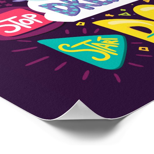 Stop met dromen, begin met donker Paarse Poster (Hoek)