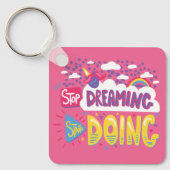 Stop met dromen, begin met donker violette metal sleutelhanger (Voorkant)