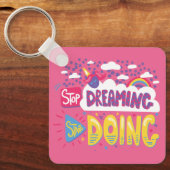 Stop met dromen, begin met donker violette metal sleutelhanger (Voorkant)