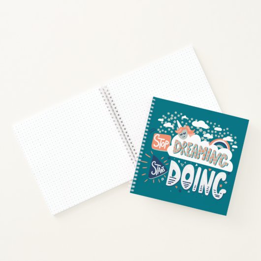 Stop met dromen, begin met donkere turquoise notitieboek (Binnen)