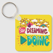 Stop met dromen, begin met geel metaal sleutelhanger (Voorkant)