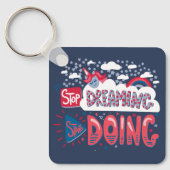 Stop met dromen, begin met marineblauw metaal sleutelhanger (Voorkant)