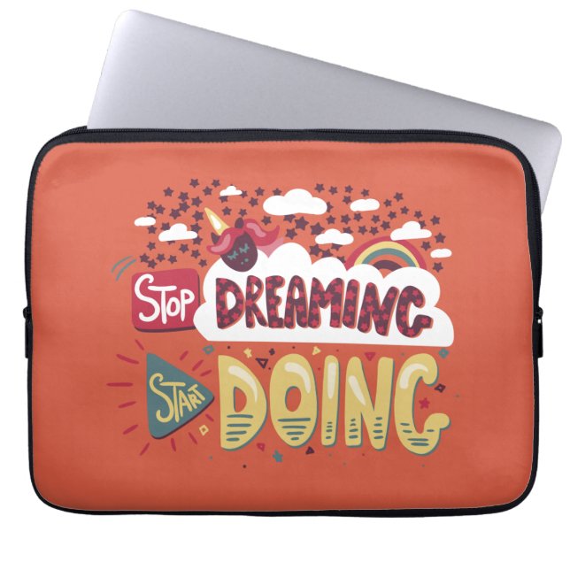Stop met dromen, begin met Oranje rood doen Laptop Sleeve (Voorkant)