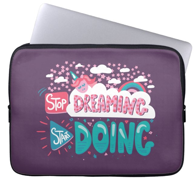 Stop met dromen, begin met Paarse doen Laptop Sleeve (Voorkant)