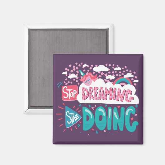 Stop met dromen, begin met Paarse doen Magneet (Voorkant / Achterkant)