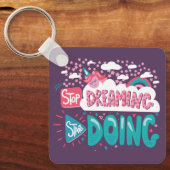 Stop met dromen, begin met Paarse metal Sleutelhanger (Voorkant)