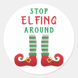 Stop met Elfing rond Funny Gezegde Green Ronde Sticker