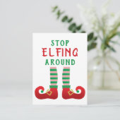 Stop met Elfing rond het grappige kerstGezegde Briefkaart (Staand voorkant)